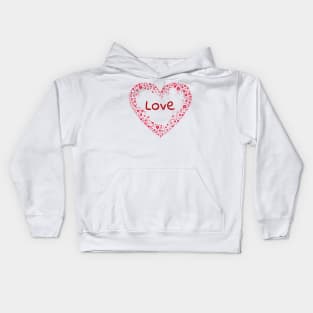 Red Paw Print Love Heart Kids Hoodie